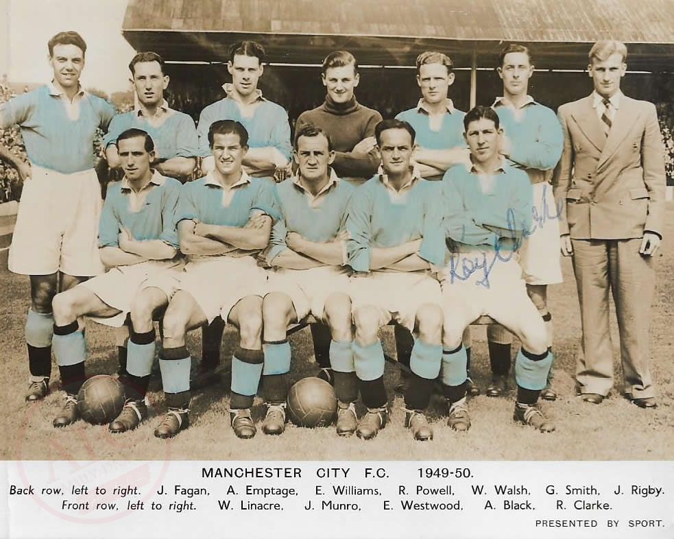 From Graeme Watson's personal collection, Man City F.C. 1949-50, signed by Roy Clarke - No copyright - attached.