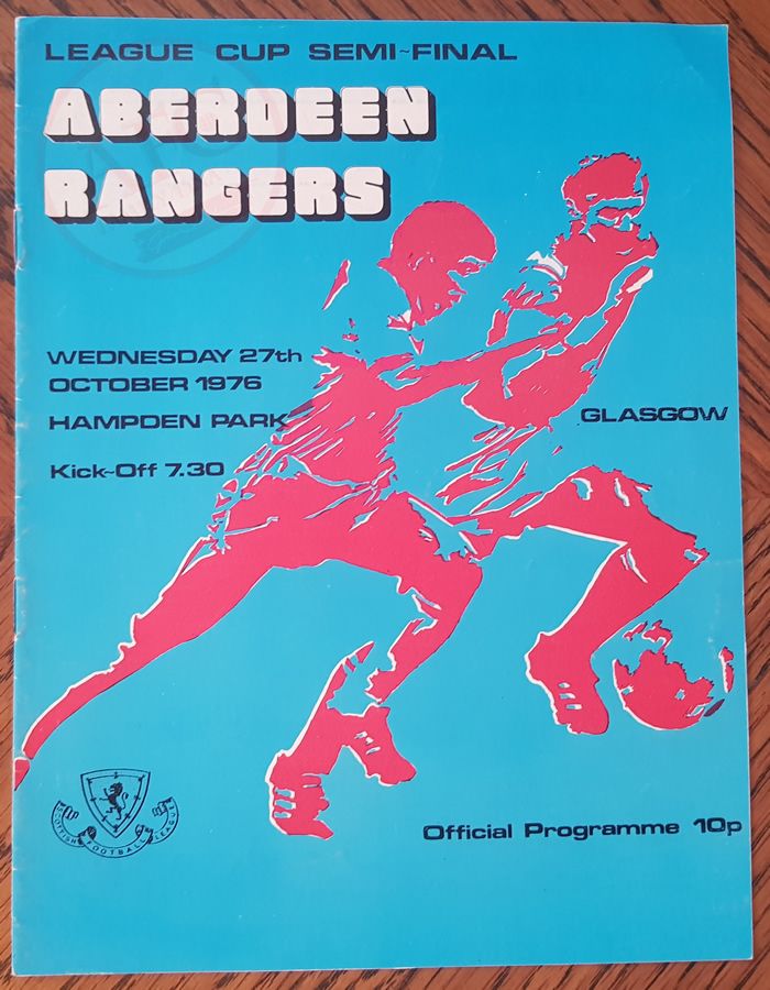 Aberdeen v Rangers 27 Oct 1976, programme.