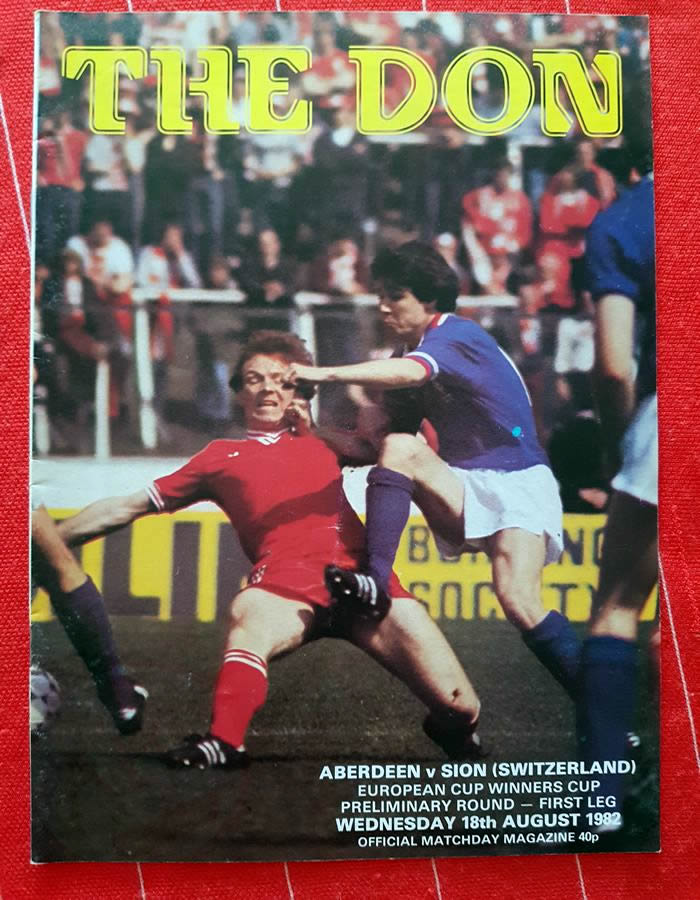 Aberdeen 7 v 0 Sion 18 Aug 1982, programme