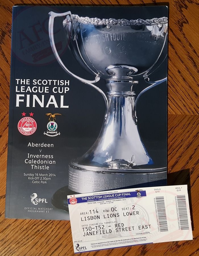 Aberdeen v Inverness CT 16 Mar 2014, programme & ticket.