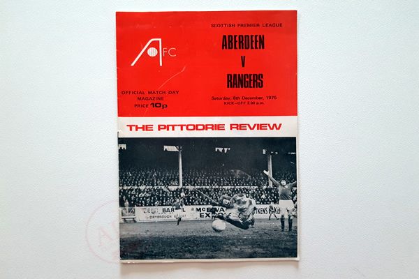 Aberdeen v Rangers 06 Dec 1975 first match programme - Copyright © 2022 Graeme Watson.