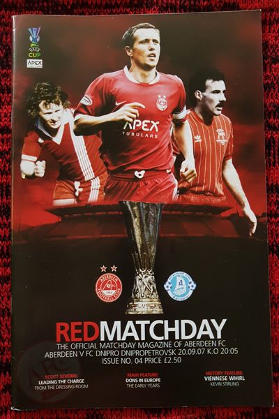From Graeme Watson's personal collection - Aberdeen v Dnipro Dnipropetrovsk 20 Sep 2007, programme