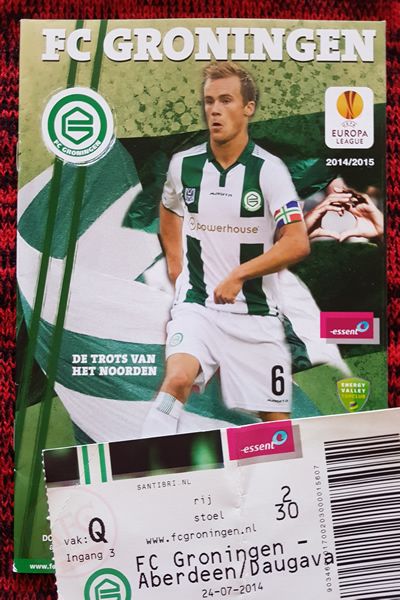 From Graeme Watson's personal collection - FC Groningen v Aberdeen 24 Jul 2014, programme & ticket