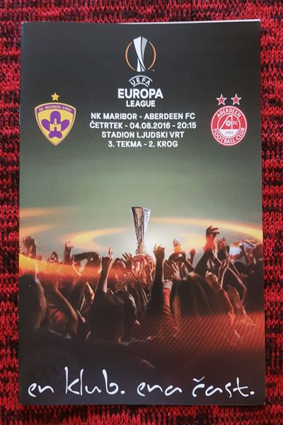 From Graeme Watson's personal collection - NK Maribor v Aberdeen 04 Jul 2016, programme & ticket