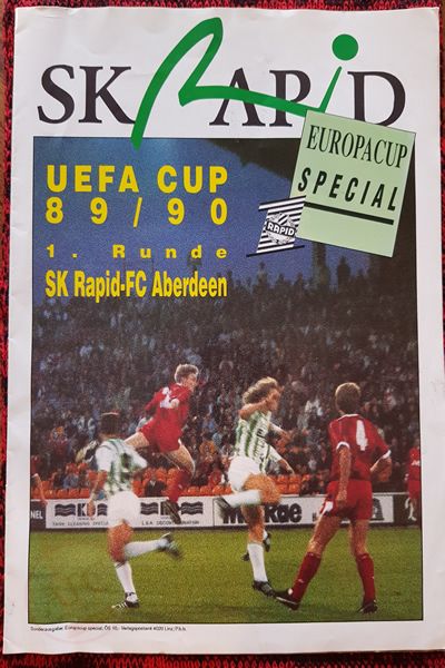 From Graeme Watson's personal collection - Rapid Vienna v Aberdeen 26 Sep 1989, programme