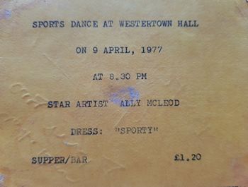 Sports Dance Westertown Hall, 09 Apr 1977 ticket