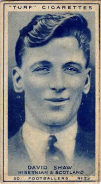 David 'Davie' Shaw football card c.1938 - No copyright - attached.