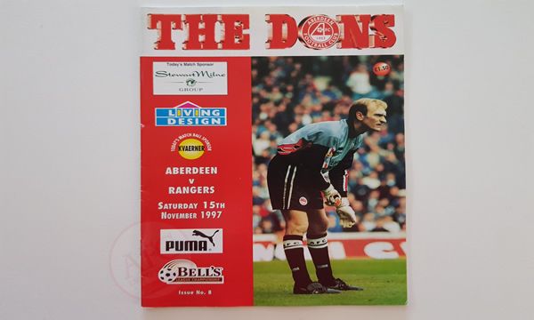 Aberdeen v Rangers 15 November 1997, first match programme