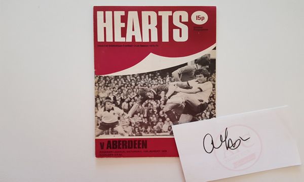Hearts v Aberdeen 12 August 1978, first match programme and autograph - Copyright © 2021 Graeme Watson.