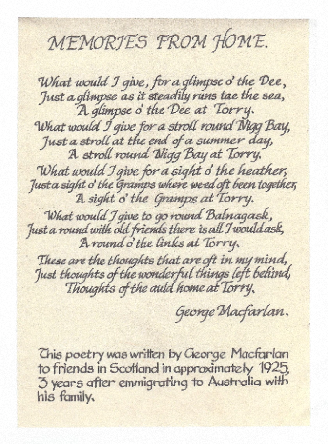 George MacFarlan, Poem - Courtesy of Janney Anne