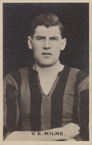 From Graeme Watson's personal collection, of Victor Edmond 'Vic' Milne M.A. Football Cards - original picture - No copyright - attached - Graeme Watson 2020.