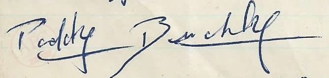 From Graeme Watson's personal collection, Paddy Buckley autograph.