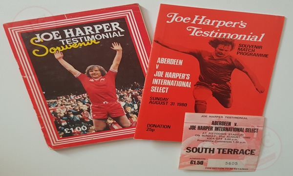 From Graeme Watson's personal collection, Joe Harper Testimonial Programme, Souvenir Brochure and Ticket.