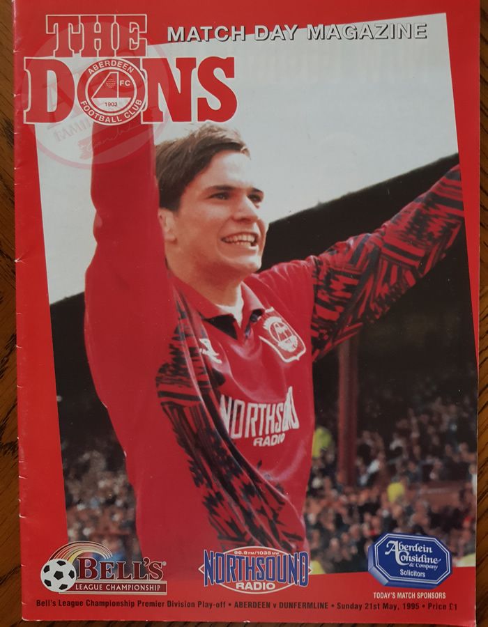 Aberdeen v Dunfermline Athletic 21 May 1995, programme