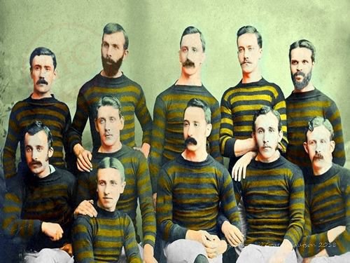 Aberdeen Football Club 1885-86 Team Photo - original B&W picture - No copyright - attached - Colorisation by Graeme Watson 2018