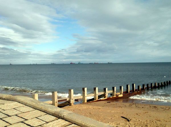 View to beach and North Sea from the Aberdeen foreshore, next to the Beach Ballroom, 2015 - Copyright © 2015 Graeme Watson