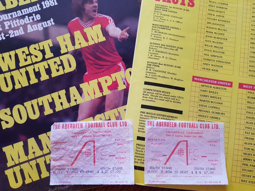 Pre-Season Tournament 1981 programme signed and tickets.
