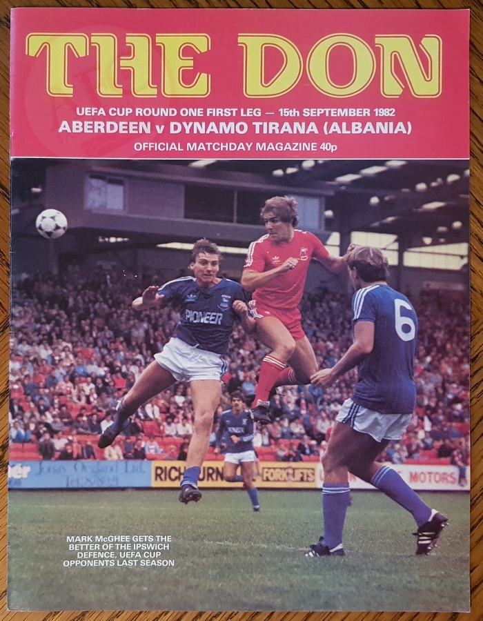 From Graeme Watson's personal collection - Aberdeen v Dynamo Tirana 15 Sept 1982, programme