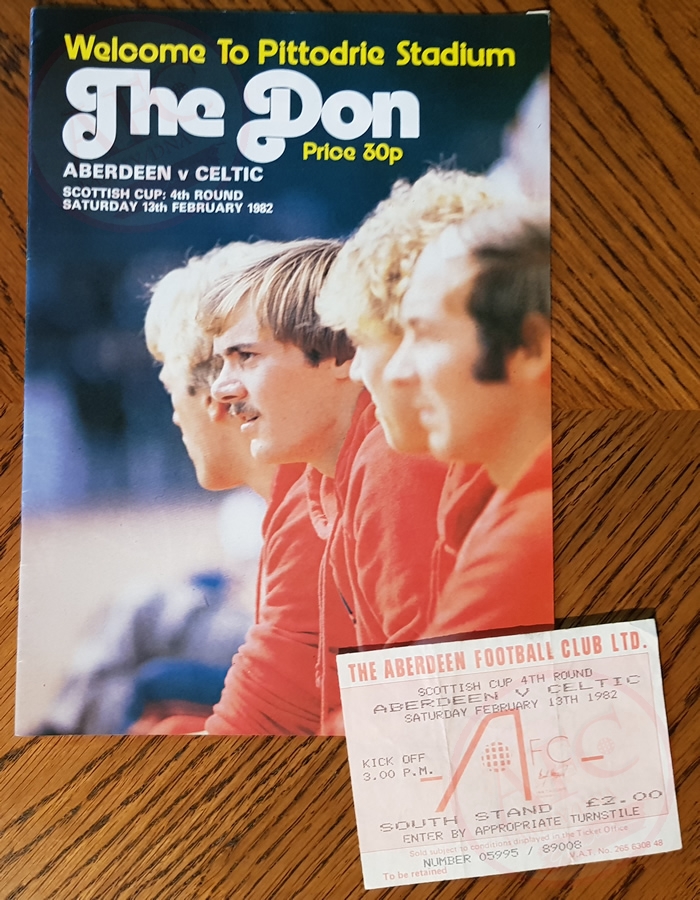Aberdeen v Celtic  13 Febuary 1982, programme & ticket