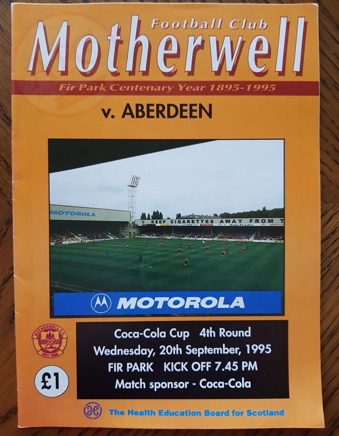 Motherwell v Aberdeen 20 September 1995, programme